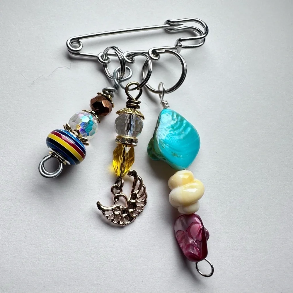 Brooch | Hand Crafted | Glass Beaded |  Pin Artisan Multicolor Wire-Wrapped OOAK
